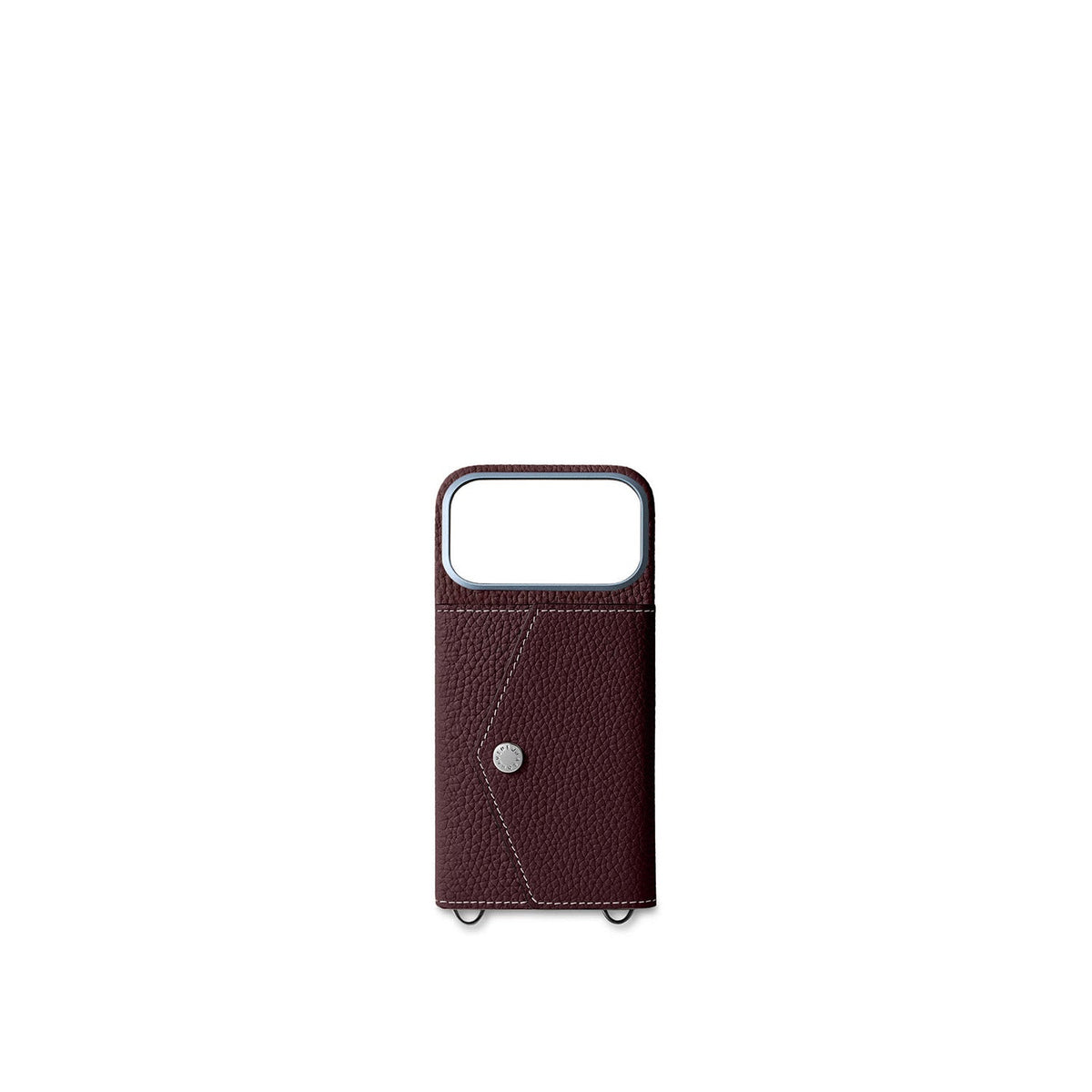 iPhone 18 Pro Back Cover Case with Snap Button Closure Shrink Leather (Bordeaux)