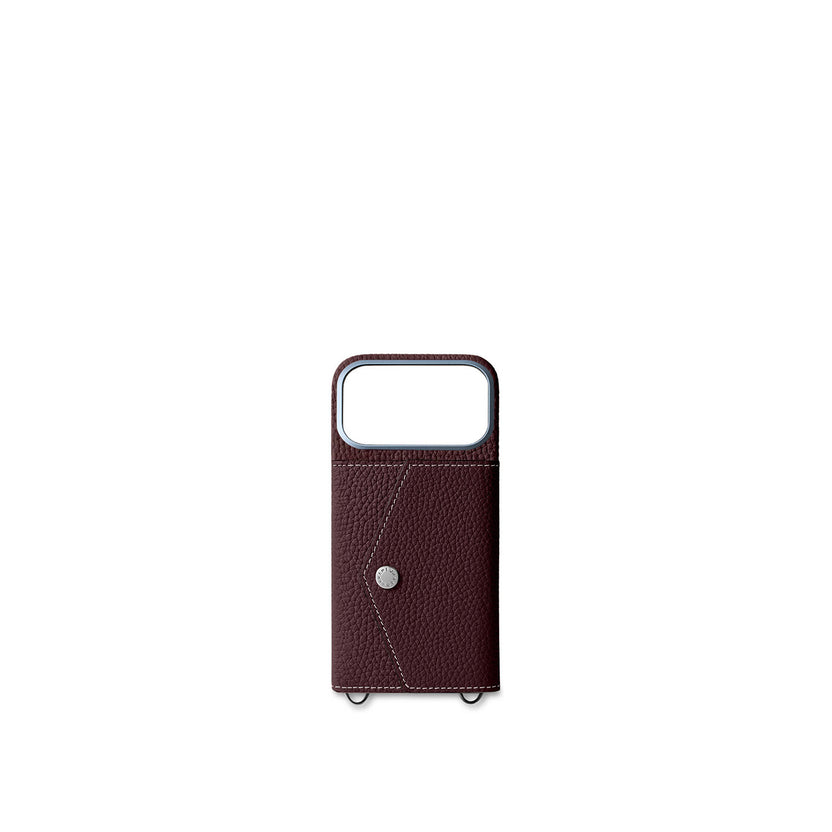 (iPhone 18 Pro) Back Cover Case with Snap Button Shrink Leather