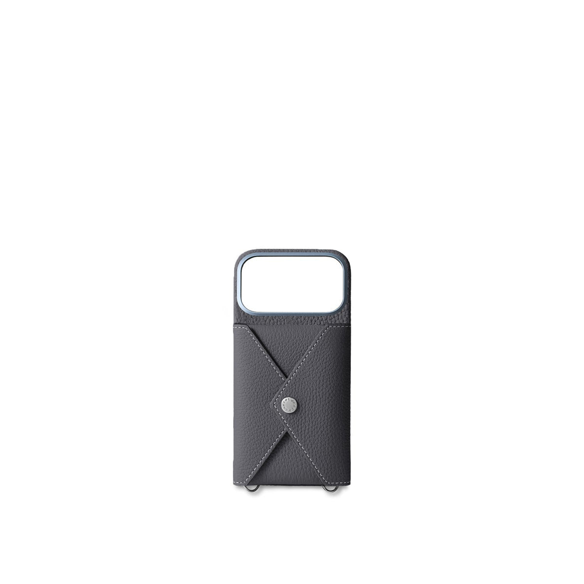 iPhone 18 Pro Back Cover Case with Snap Button Closure Shrink Leather (Charcoal Gray)