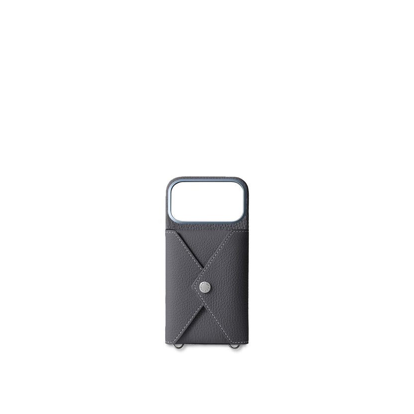 (iPhone 18 Pro) Back Cover Case with Snap Button Shrink Leather
