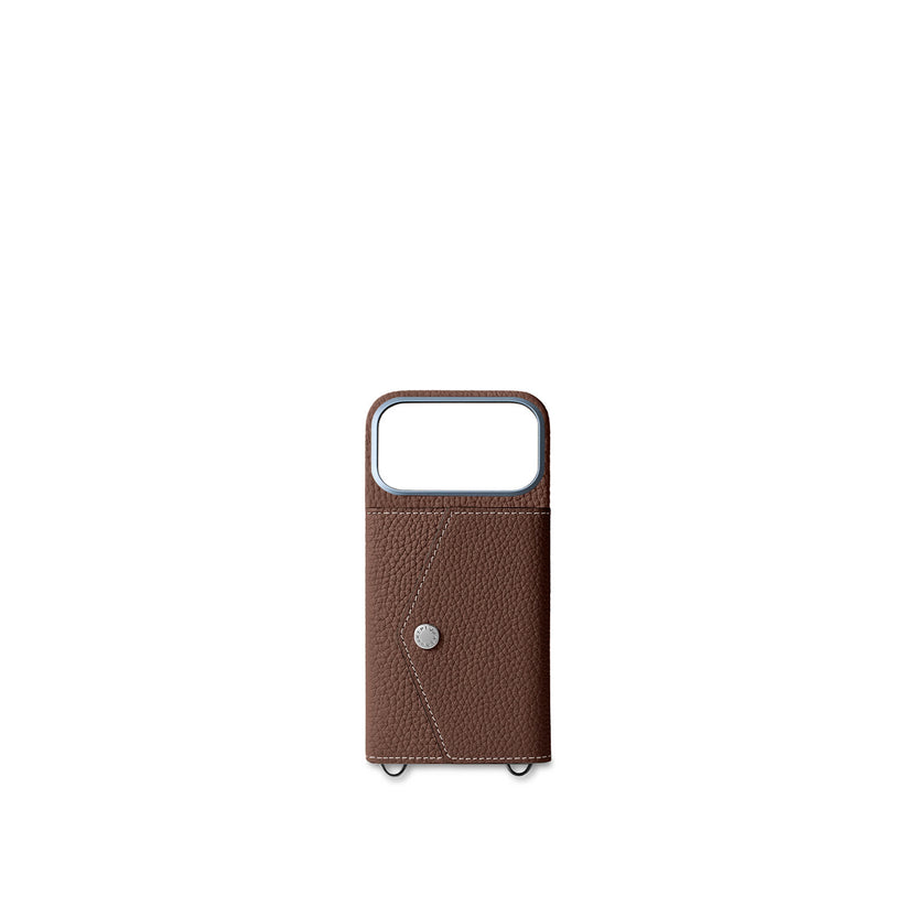 (iPhone 18 Pro) Back Cover Case with Snap Button Shrink Leather