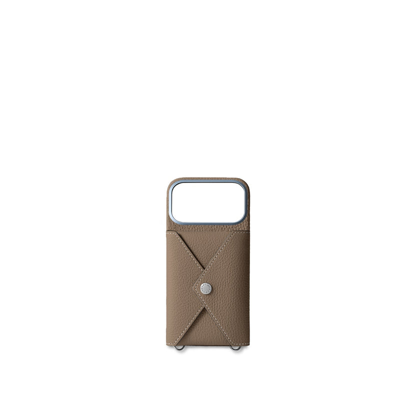 (iPhone 18 Pro) Back Cover Case with Snap Button Shrink Leather