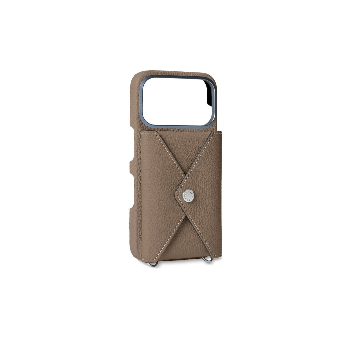iPhone 18 Pro Back Cover Case with Snap Button Closure Shrink Leather (Etoupe)