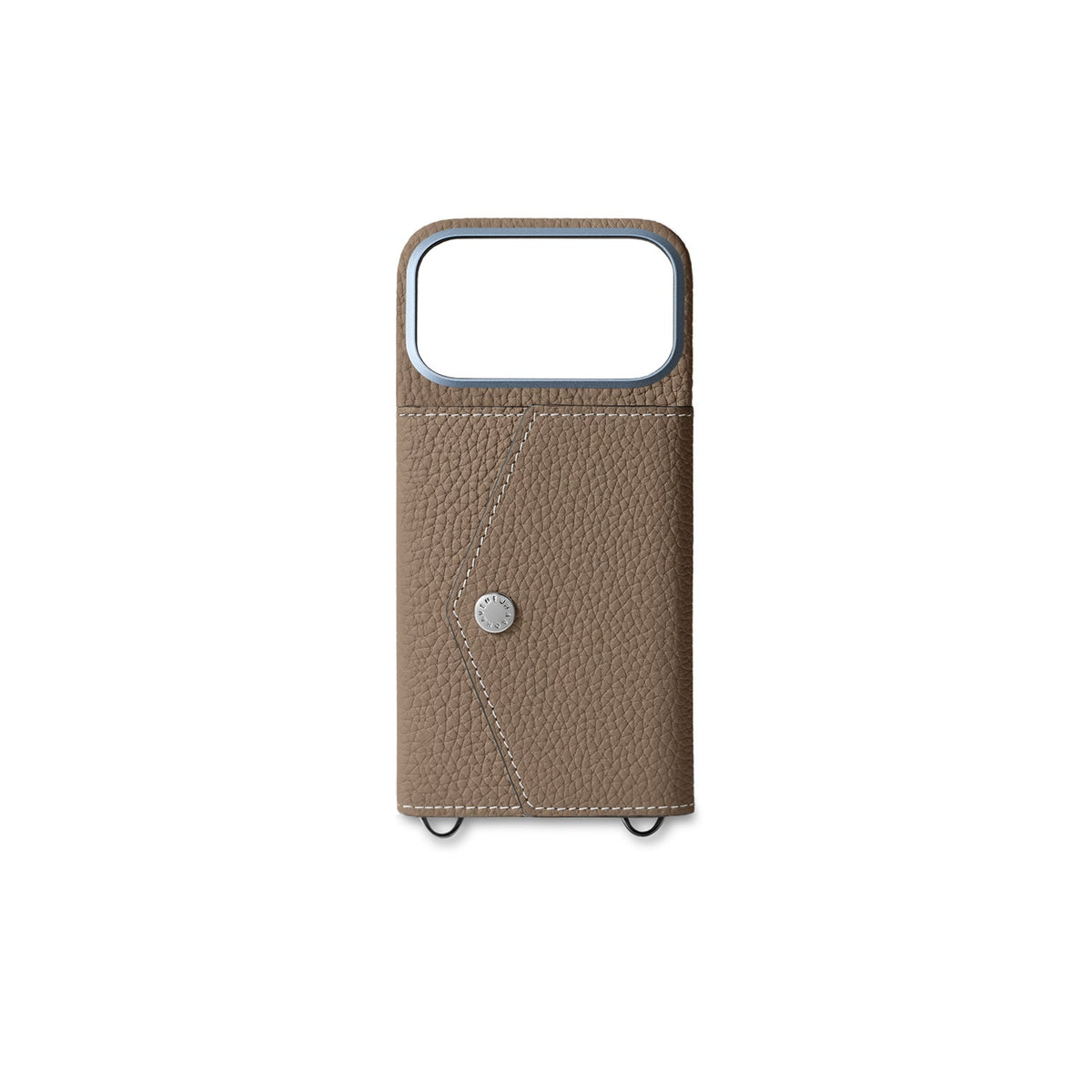 iPhone 18 Pro Back Cover Case with Snap Button Closure Shrink Leather (Etoupe)