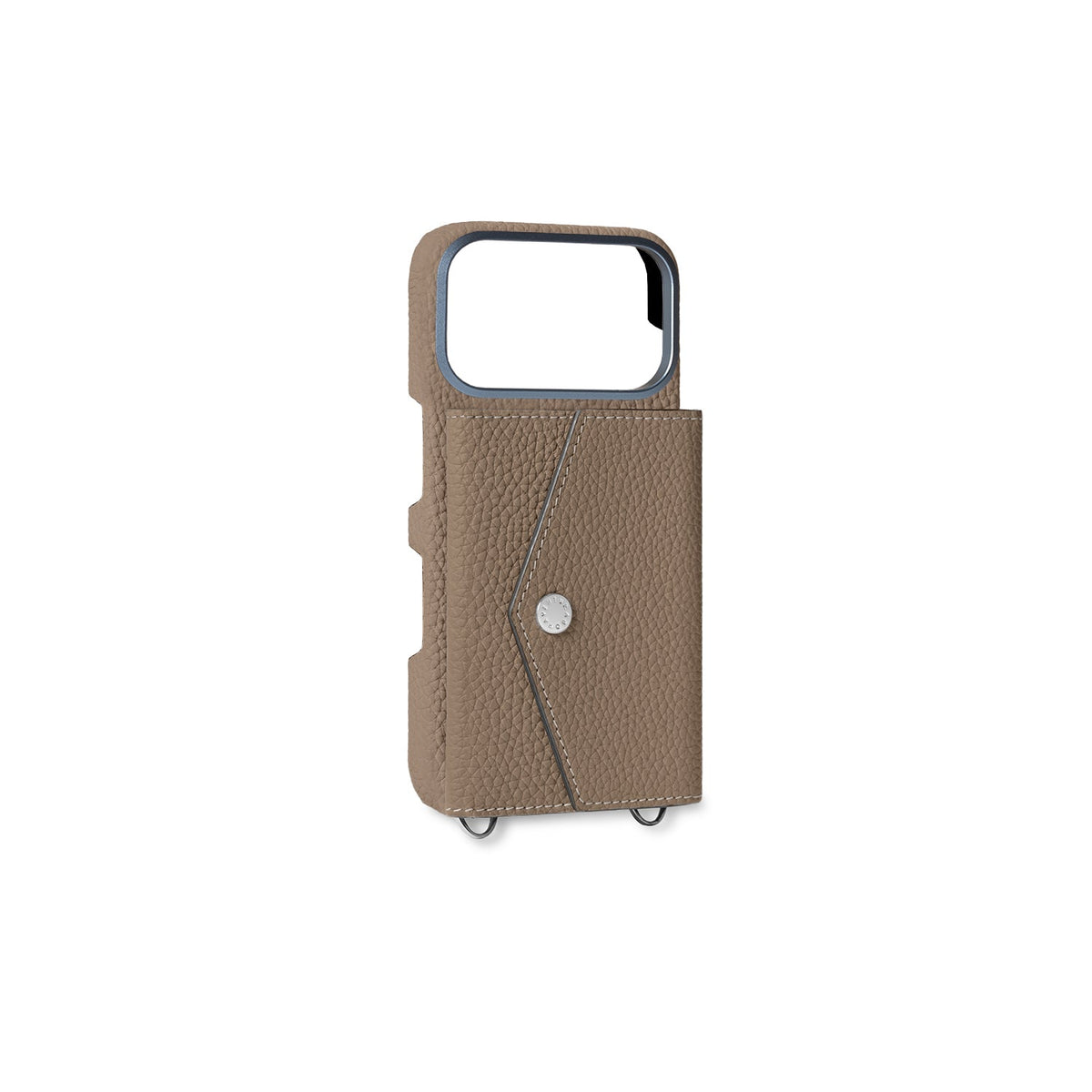 iPhone 18 Pro Back Cover Case with Snap Button Closure Shrink Leather (Etoupe)