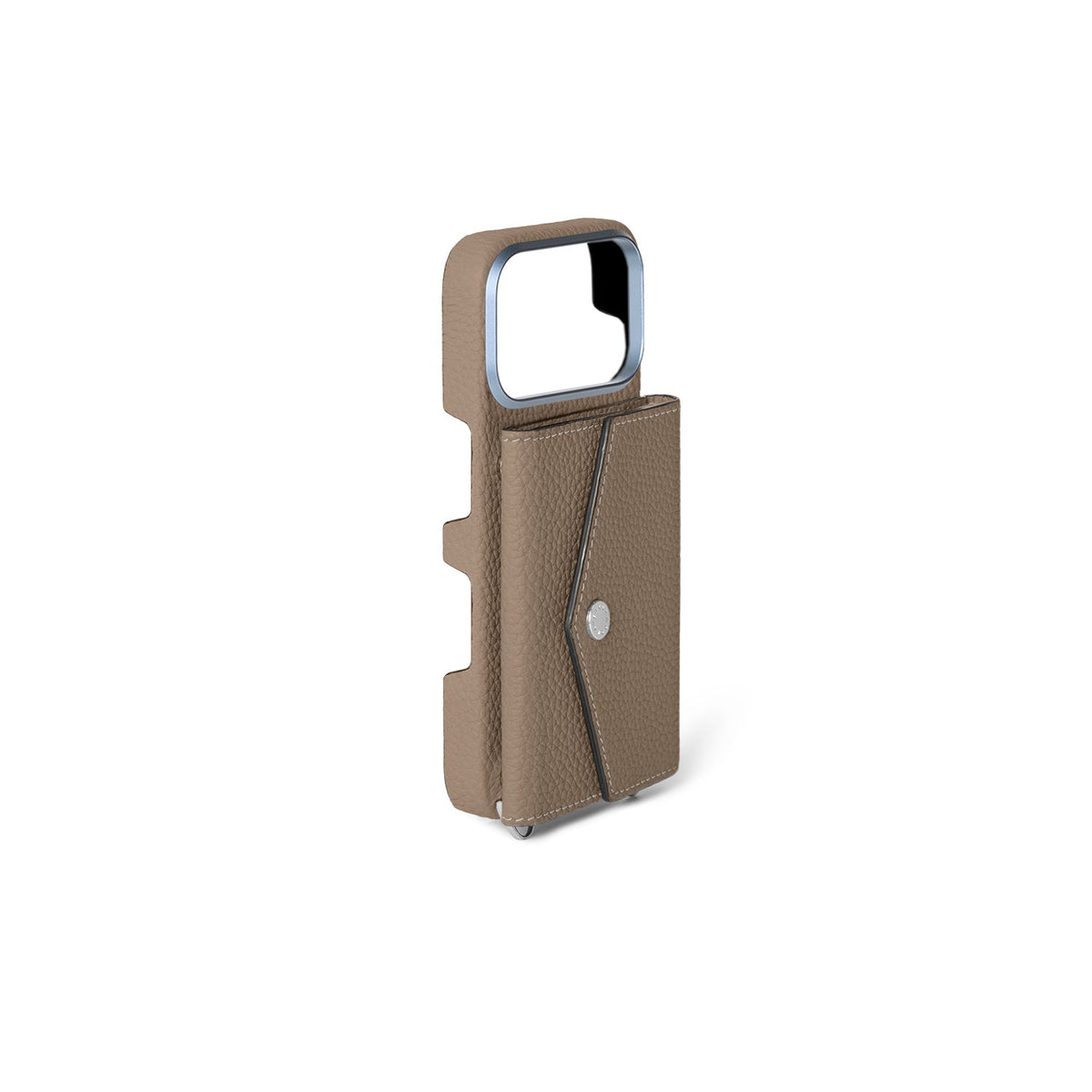 iPhone 18 Pro Back Cover Case with Snap Button Closure Shrink Leather (Etoupe)