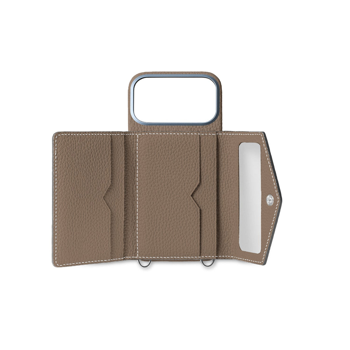 iPhone 18 Pro Back Cover Case with Snap Button Closure Shrink Leather (Etoupe)