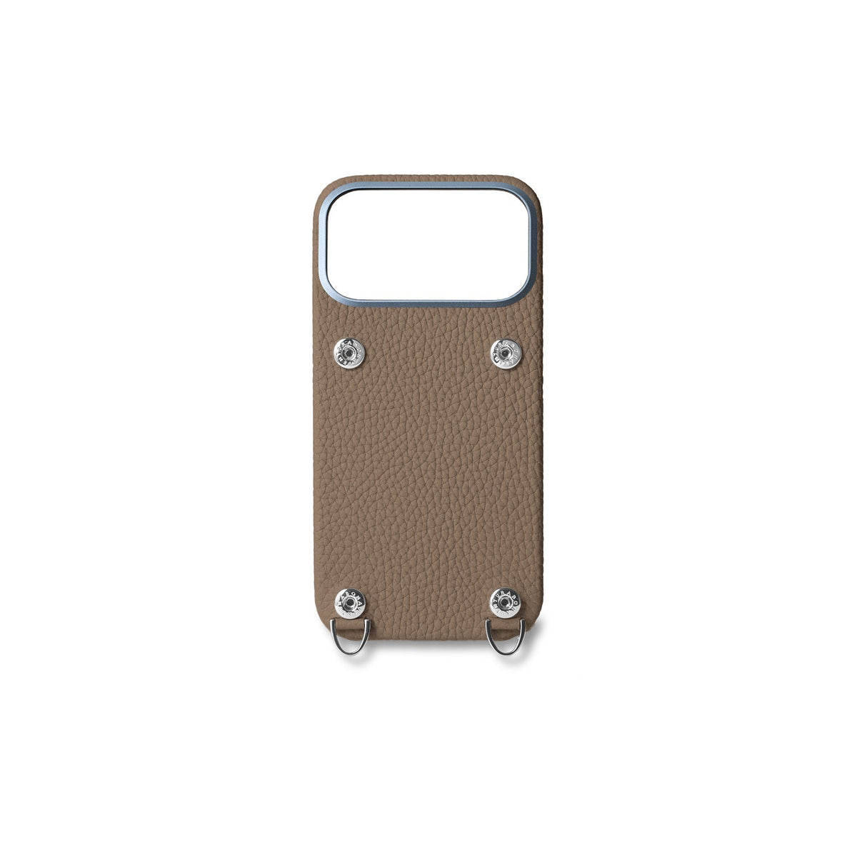 iPhone 18 Pro Back Cover Case with Snap Button Closure Shrink Leather (Etoupe)