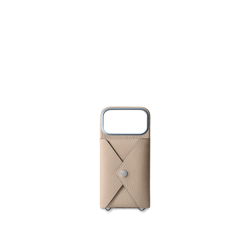 (iPhone 18 Pro) Back Cover Case with Snap Button Shrink Leather