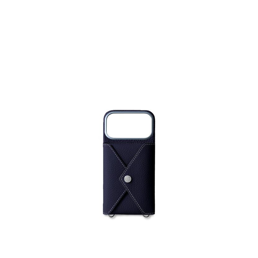 (iPhone 18 Pro) Back Cover Case with Snap Button Shrink Leather