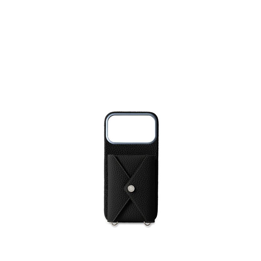 (iPhone 18 Pro Max) Back Cover Case with Snap Button Shrink Leather