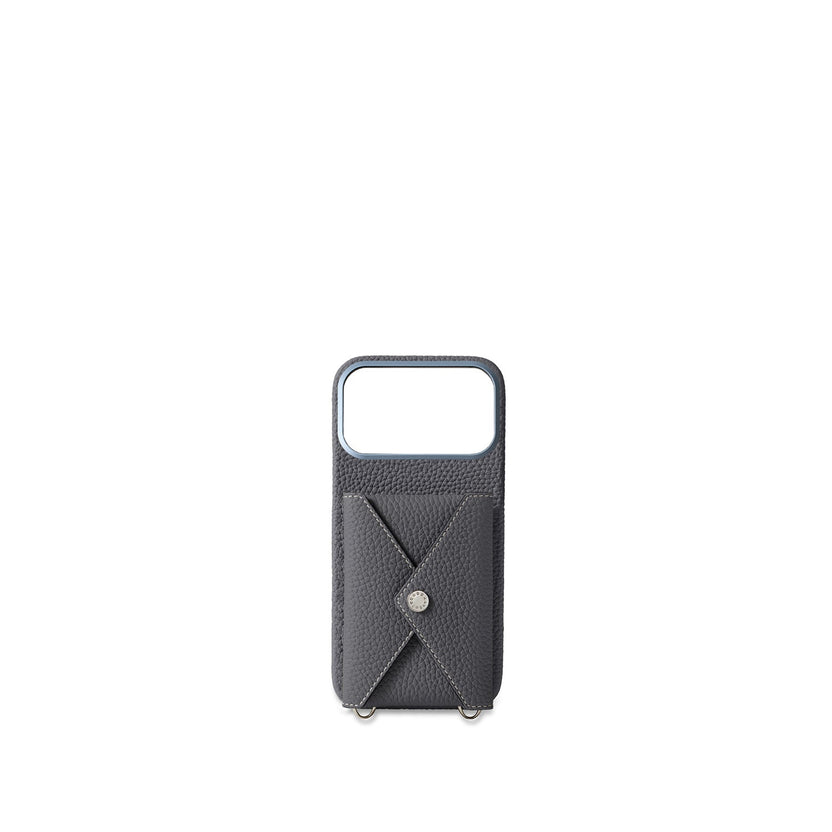 (iPhone 18 Pro Max) Back Cover Case with Snap Button Shrink Leather