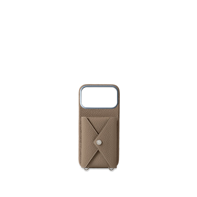 (iPhone 18 Pro Max) Back Cover Case with Snap Button Shrink Leather