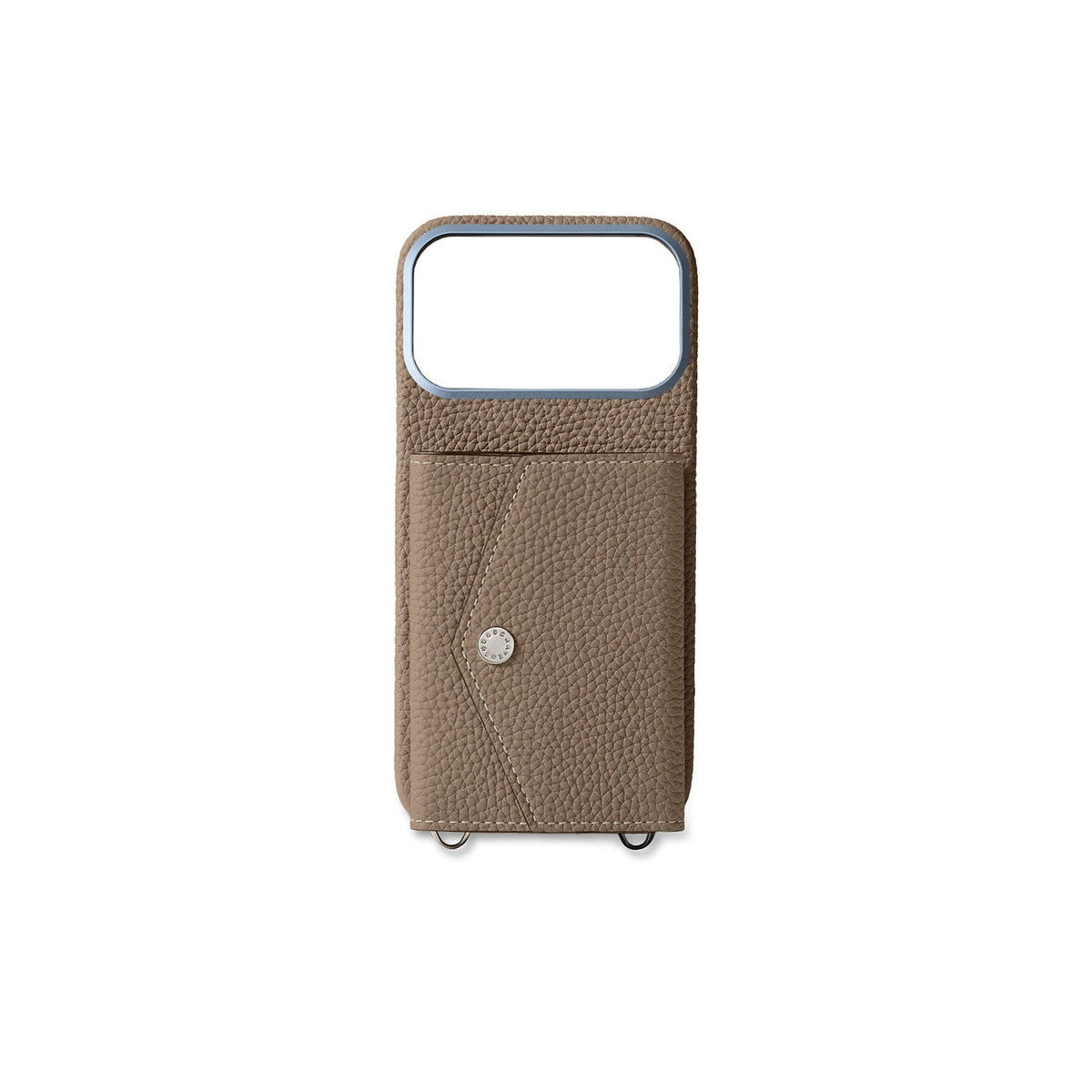 iPhone 18 Pro Max Back Cover Case with Snap Button Closure Shrink Leather (Etoupe)
