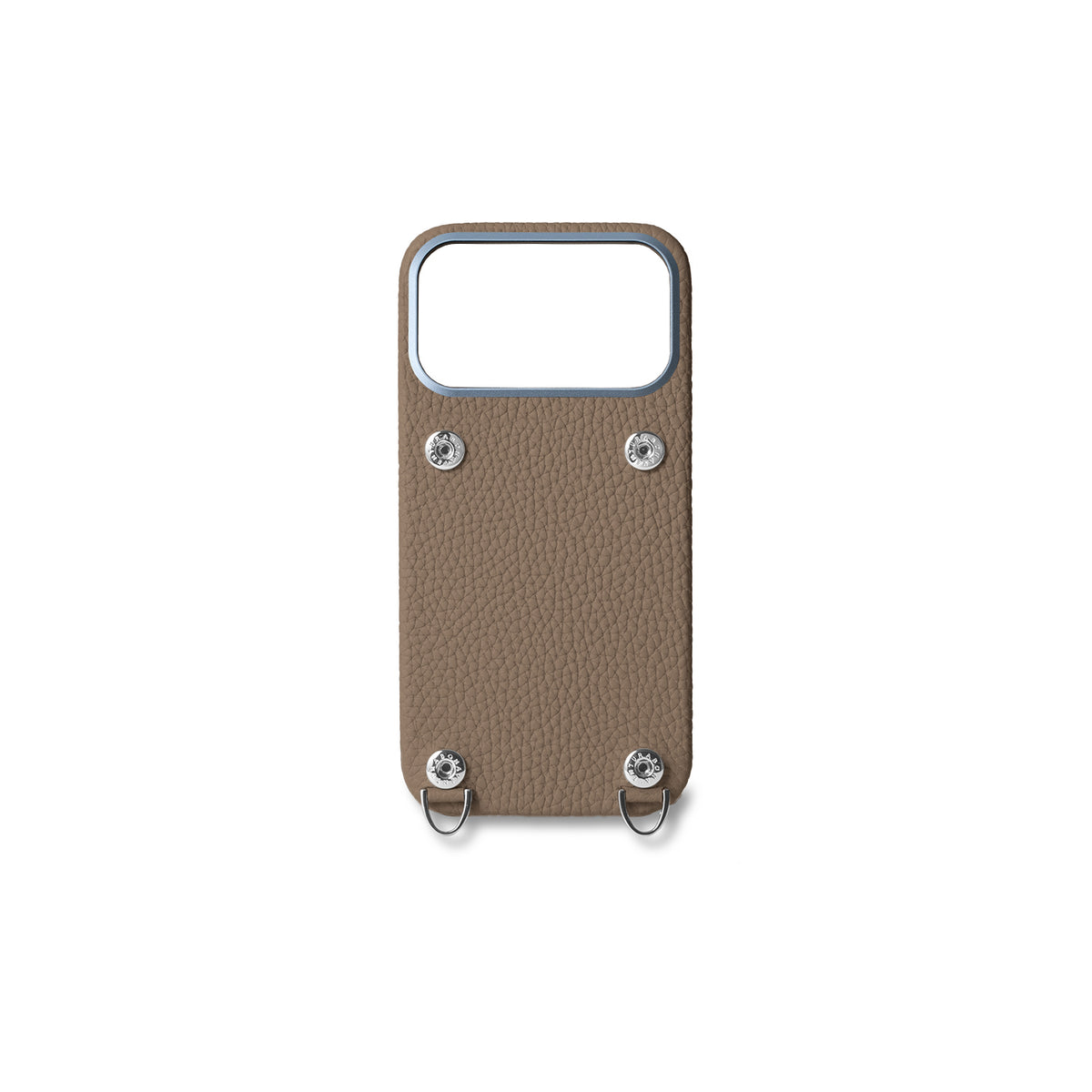 iPhone 18 Pro Max Back Cover Case with Snap Button Closure Shrink Leather (Etoupe)