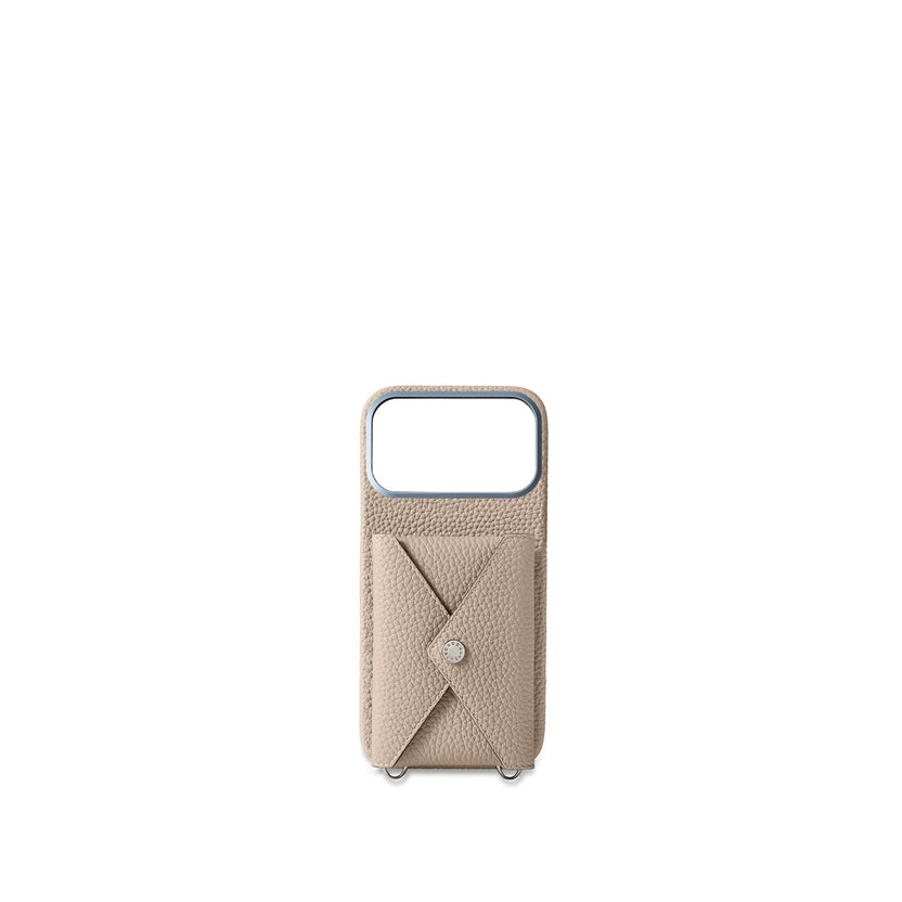 (iPhone 18 Pro Max) Back Cover Case with Snap Button Shrink Leather