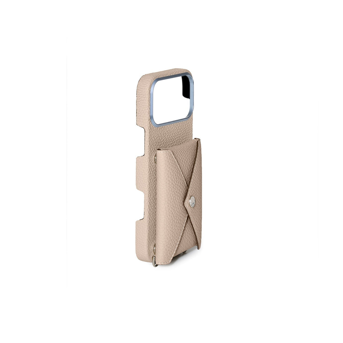 iPhone 18 Pro Max Back Cover Case with Snap Button Closure Shrink Leather (Greige)