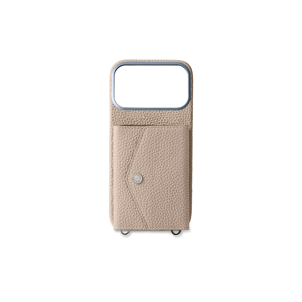 iPhone 18 Pro Max Back Cover Case with Snap Button Closure Shrink Leather (Greige)