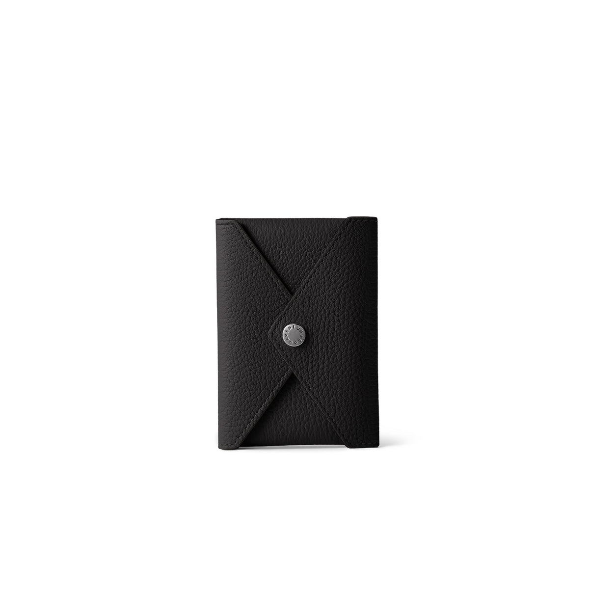 iPhone Back Cover Case with Snap Button Closure Envelope Pouch Shrink Leather (Black)