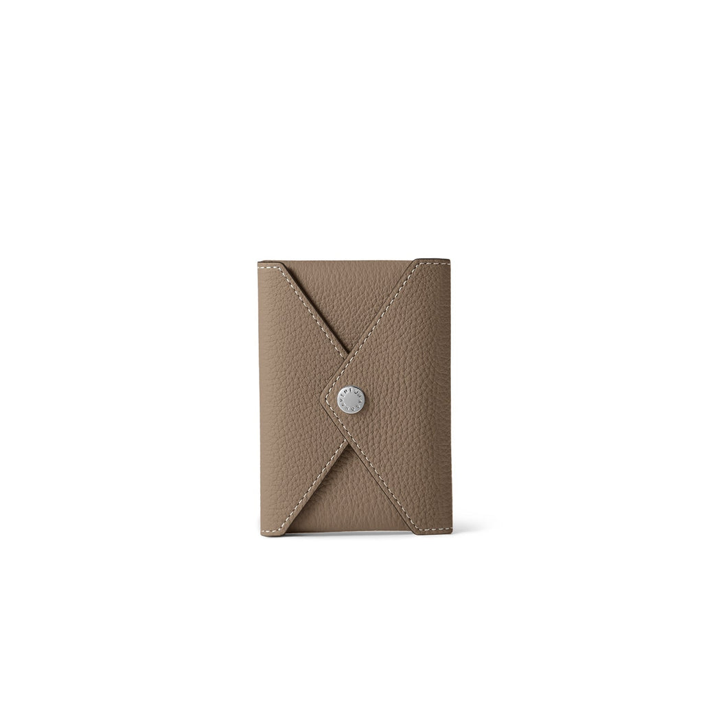 iPhone Back Cover Case with Snap Button Closure Envelope Pouch Shrink Leather (Etoupe)