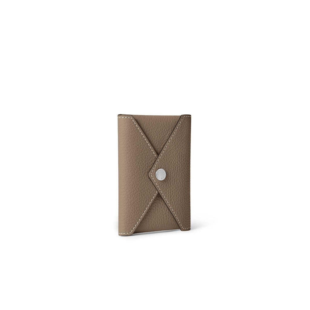 iPhone Back Cover Case with Snap Button Closure Envelope Pouch Shrink Leather (Etoupe)