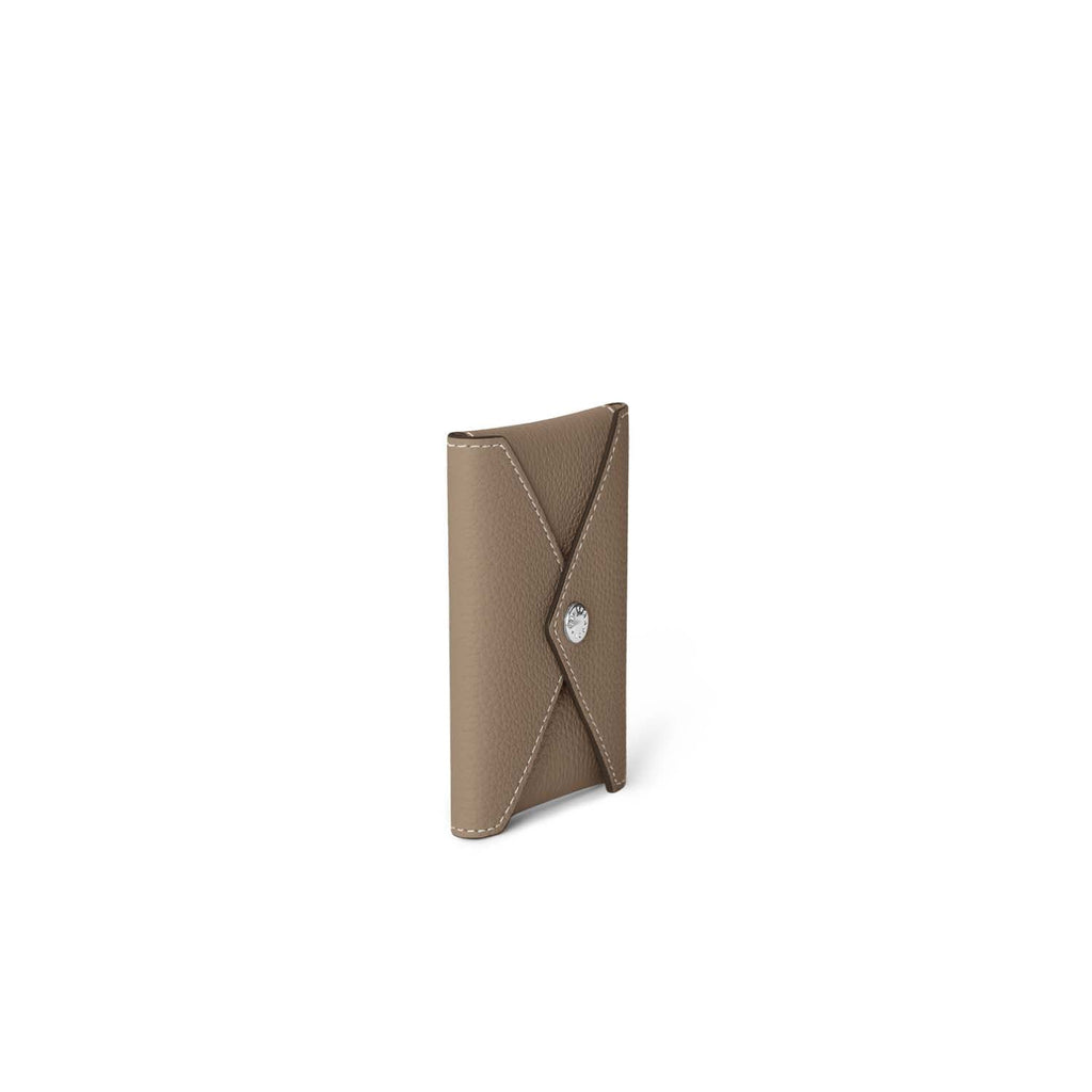 iPhone Back Cover Case with Snap Button Closure Envelope Pouch Shrink Leather (Etoupe)