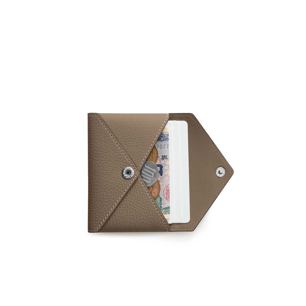 iPhone Back Cover Case with Snap Button Closure Envelope Pouch Shrink Leather (Etoupe)