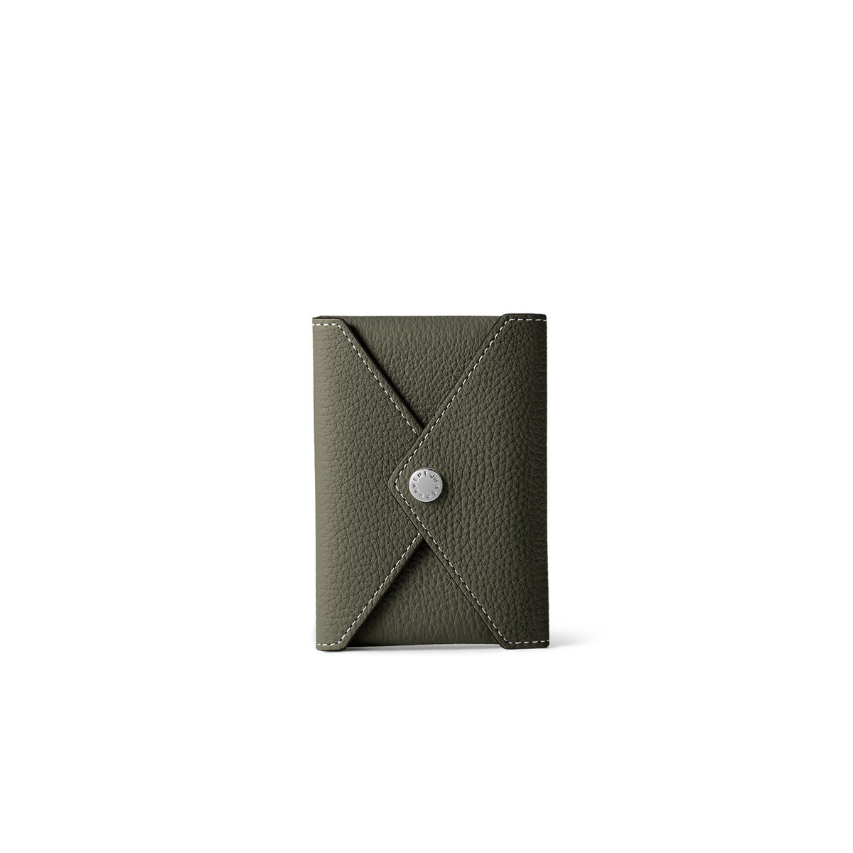iPhone Back Cover Case with Snap Button Closure Envelope Pouch Shrink Leather (Olive)