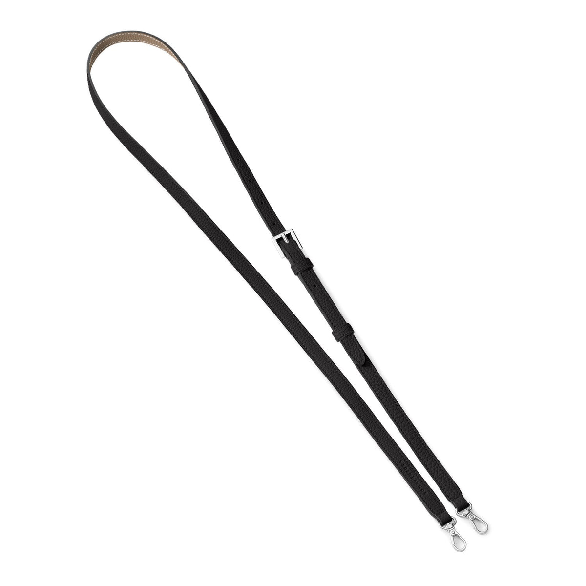 Shoulder Strap Shrink Leather (Black × Etoupe - Silver)