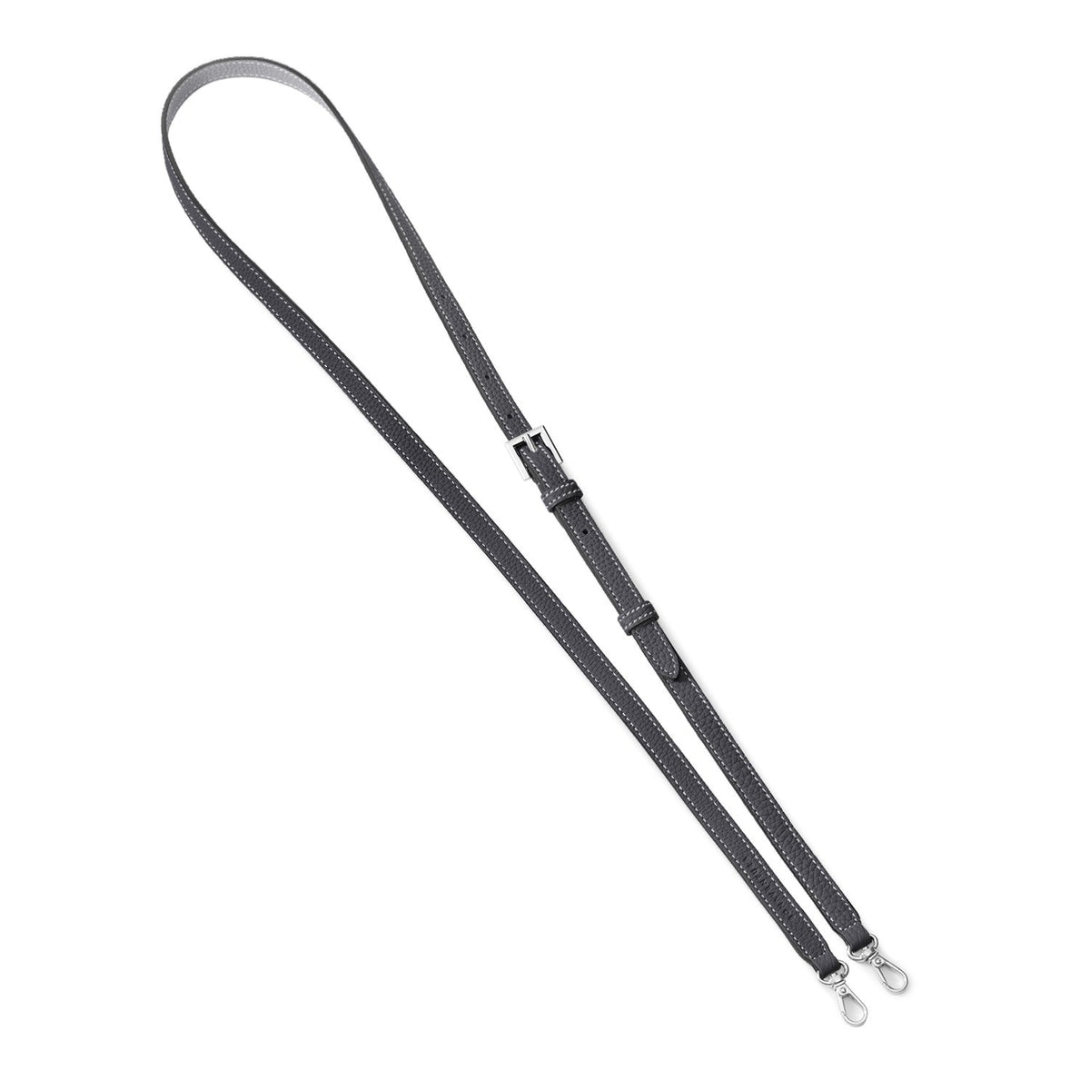 Shoulder Strap Shrink Leather (Charcoal Gray × True Gray - Silver)