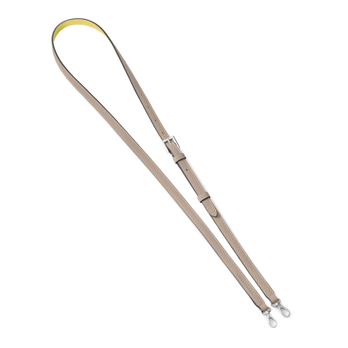 Shoulder Strap Shrink Leather (Greige × Yellow - Silver)