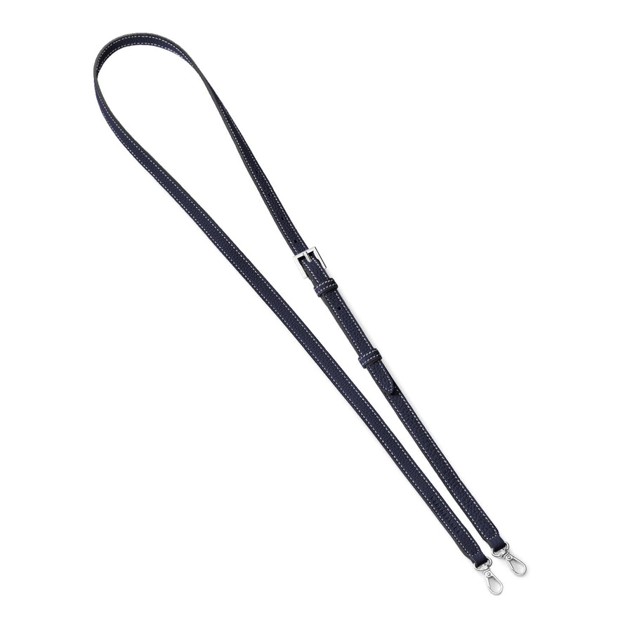 Shoulder Strap Shrink Leather (Navy - Silver)