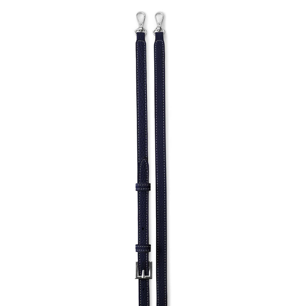 Shoulder Strap Shrink Leather (Navy - Silver)