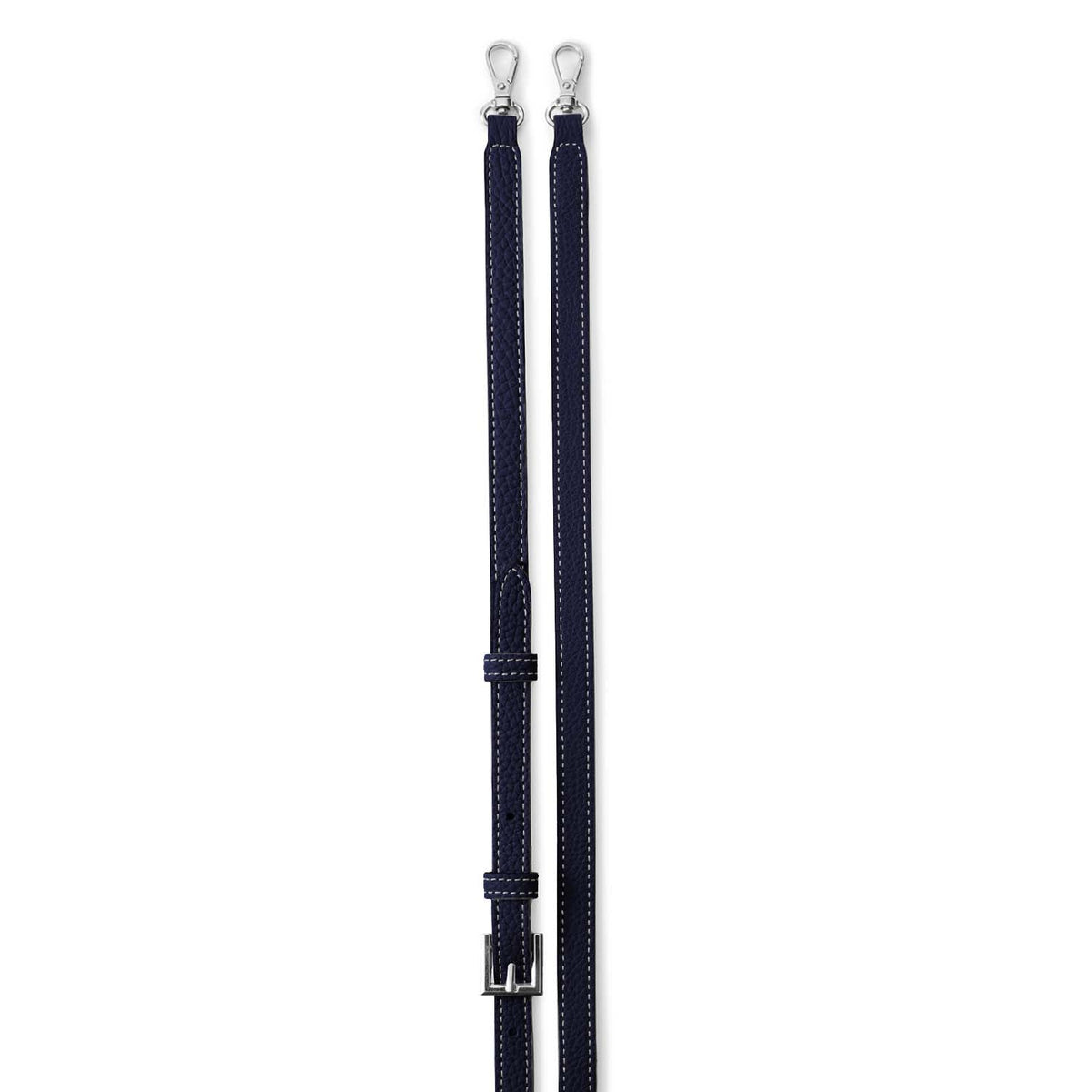 Shoulder Strap Shrink Leather (Navy - Silver)