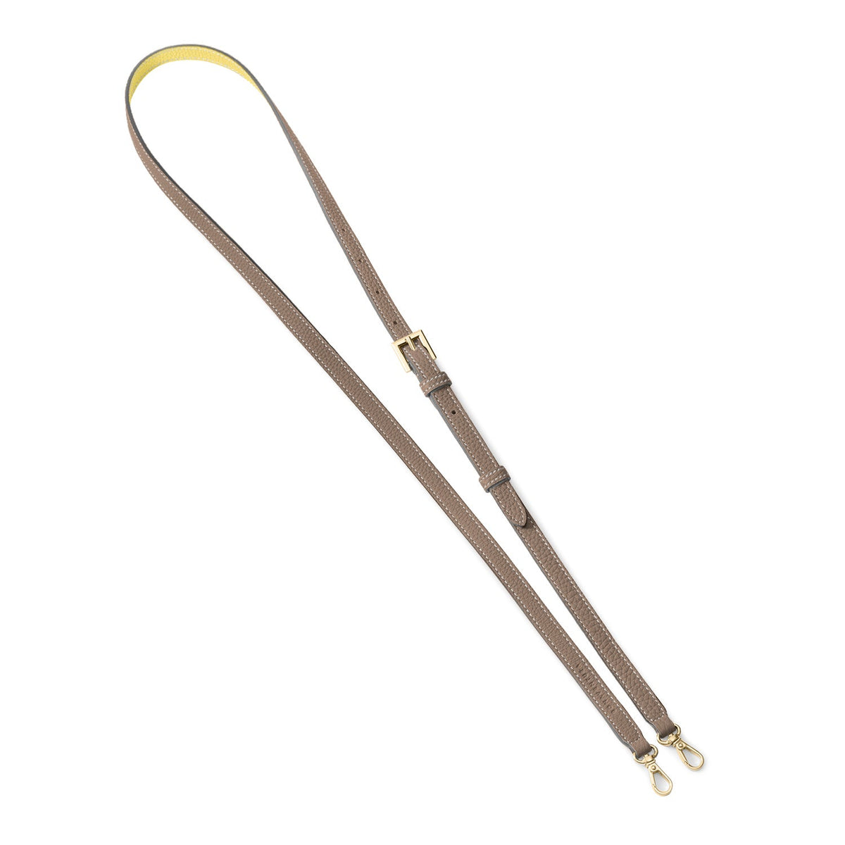 Shoulder Strap Shrink Leather (Etoupe × Yellow - Gold)