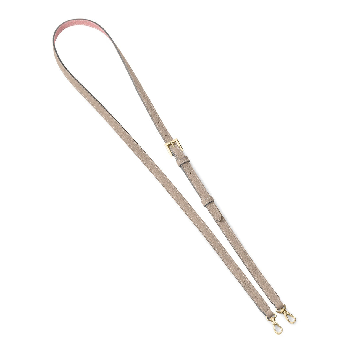 Shoulder Strap Shrink Leather (Greige × Coral Pink - Gold)