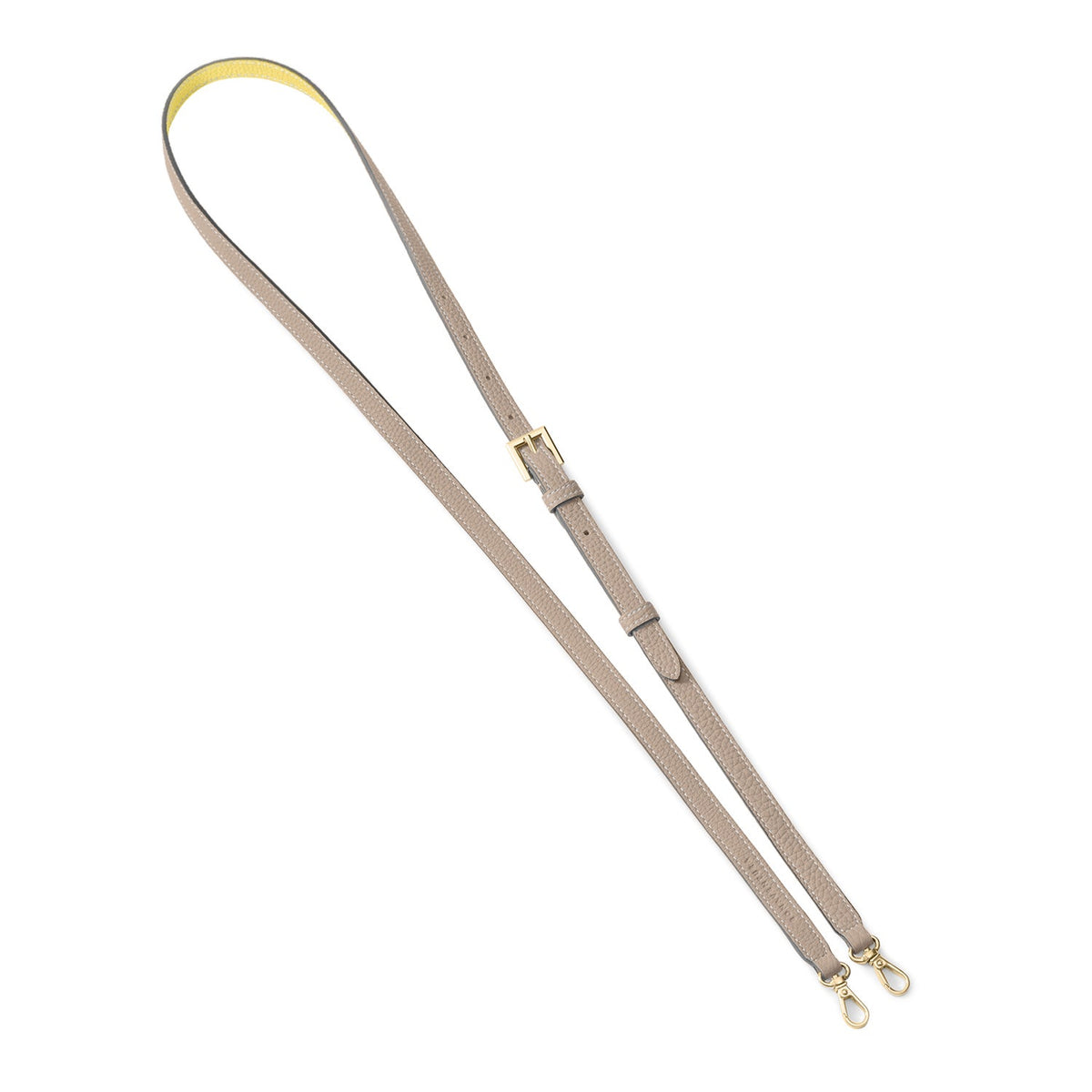 Shoulder Strap Shrink Leather (Greige × Yellow - Gold)