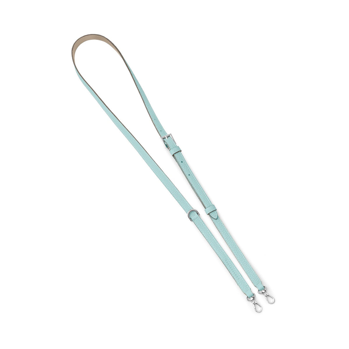 Shoulder Strap with D-ring Shrink Leather (Mare Blue × Greige (Etoupe edge paint) - Silver)