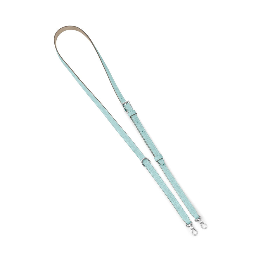 Shoulder Strap with D-ring Shrink Leather (Mare Blue × Greige (Etoupe edge paint) - Silver)