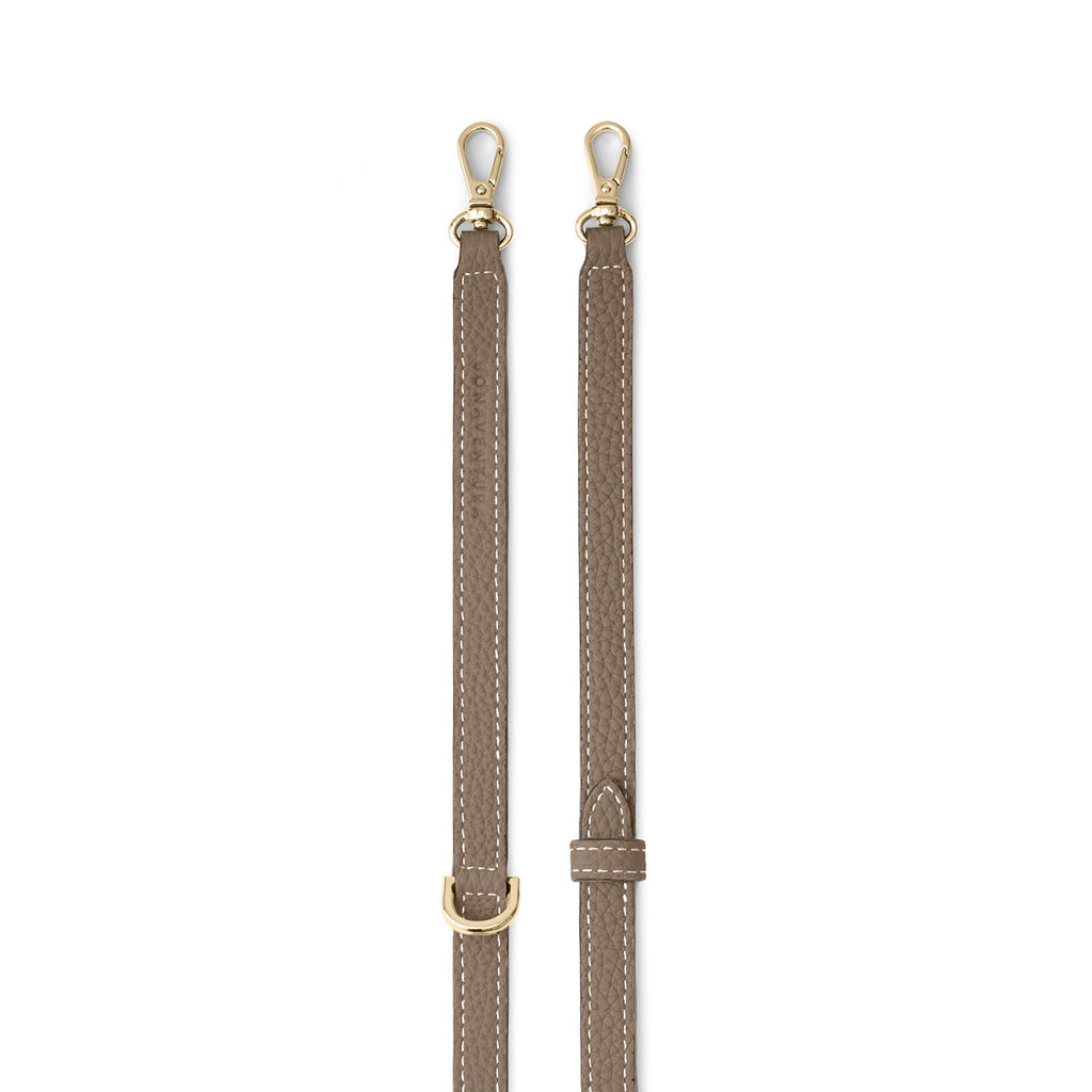 Shoulder Strap with D-ring Shrink Leather (Etoupe - Gold)