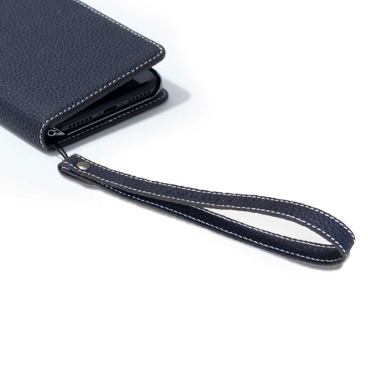 Wrist Strap Shrink Leather (Navy - Long)