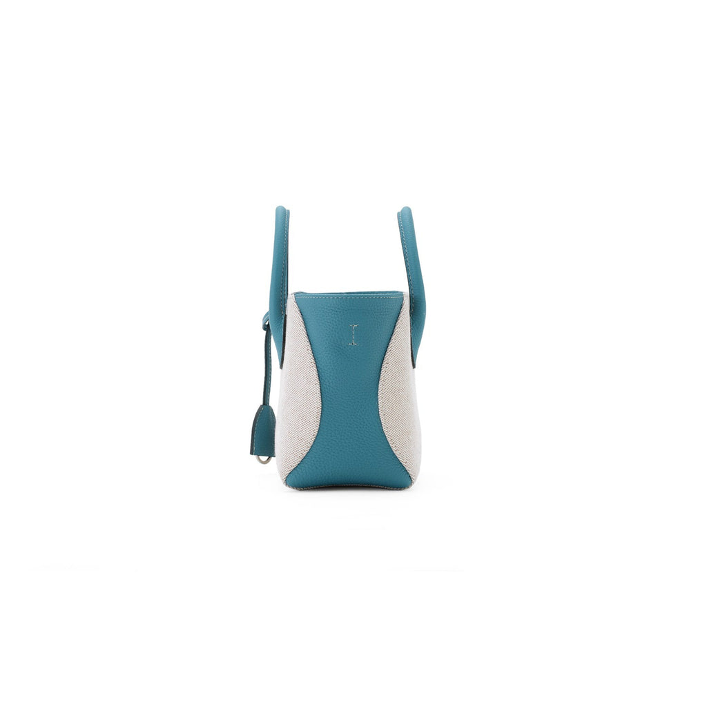 Mia Tote Bag Canvas Leather Combination (Blue Cyan - 22)