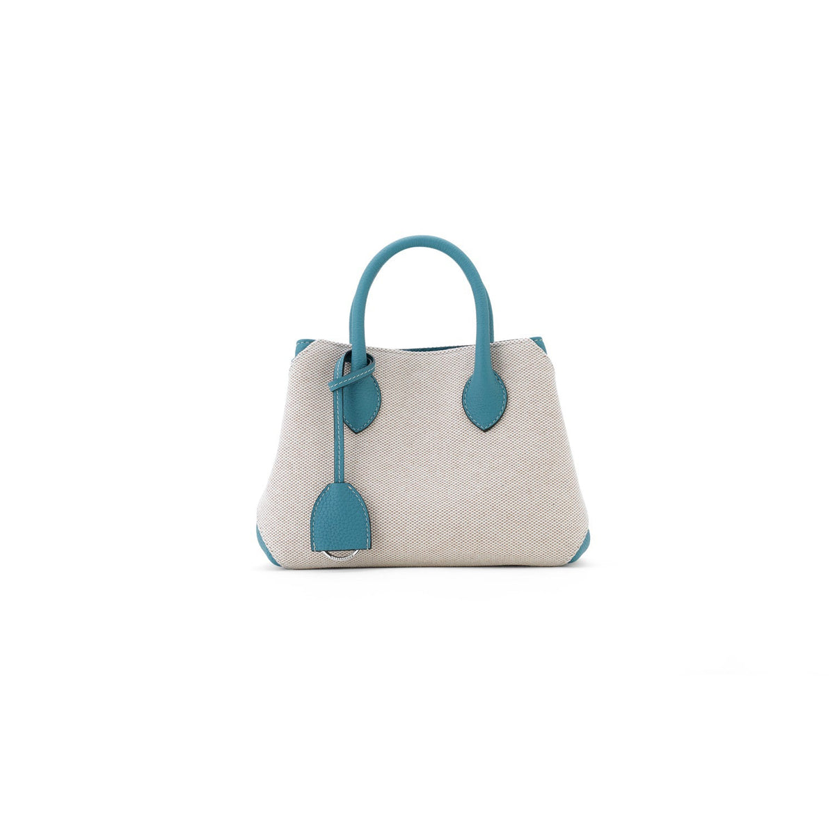 Mia Tote Bag Canvas Leather Combination (Blue Cyan - 22)