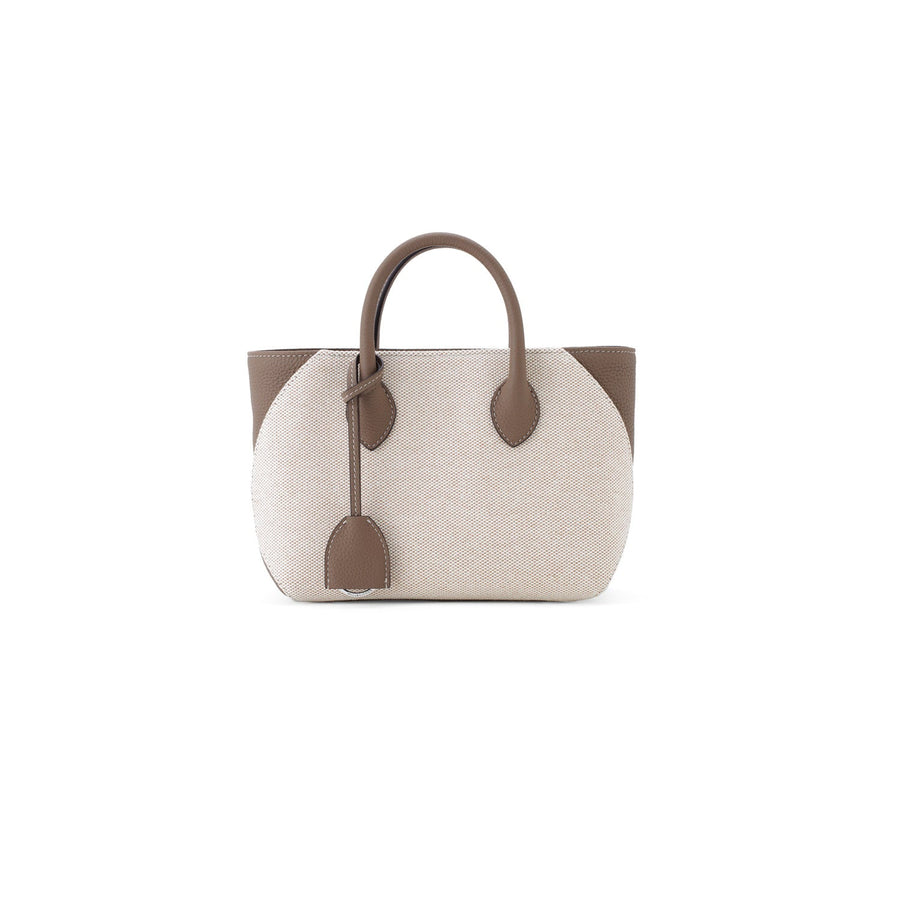 Mia Tote Bag Canvas Leather Combination (Etoupe - 22)