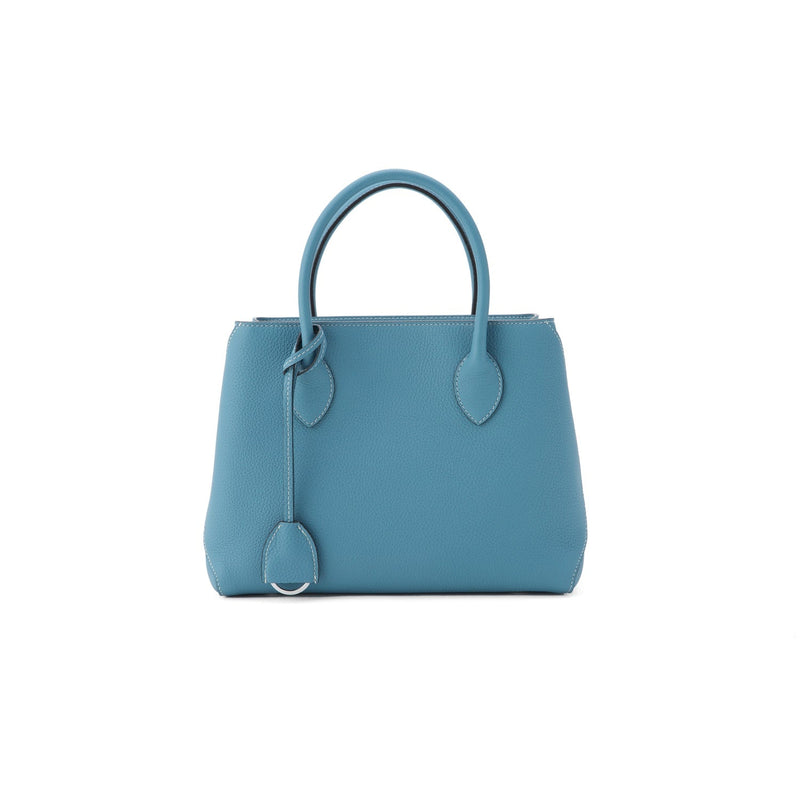 Mia Tote Bag Shrink Leather (27) — Blue Cyan