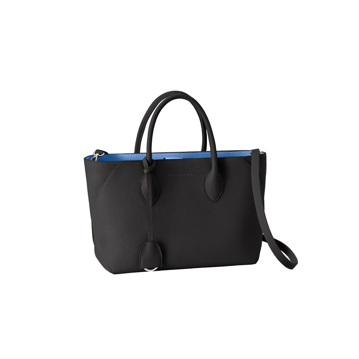 SAVOIA × BONAVENTURA Mia Tote Bag Shrink Leather (Black × Savoia Blue - 27)