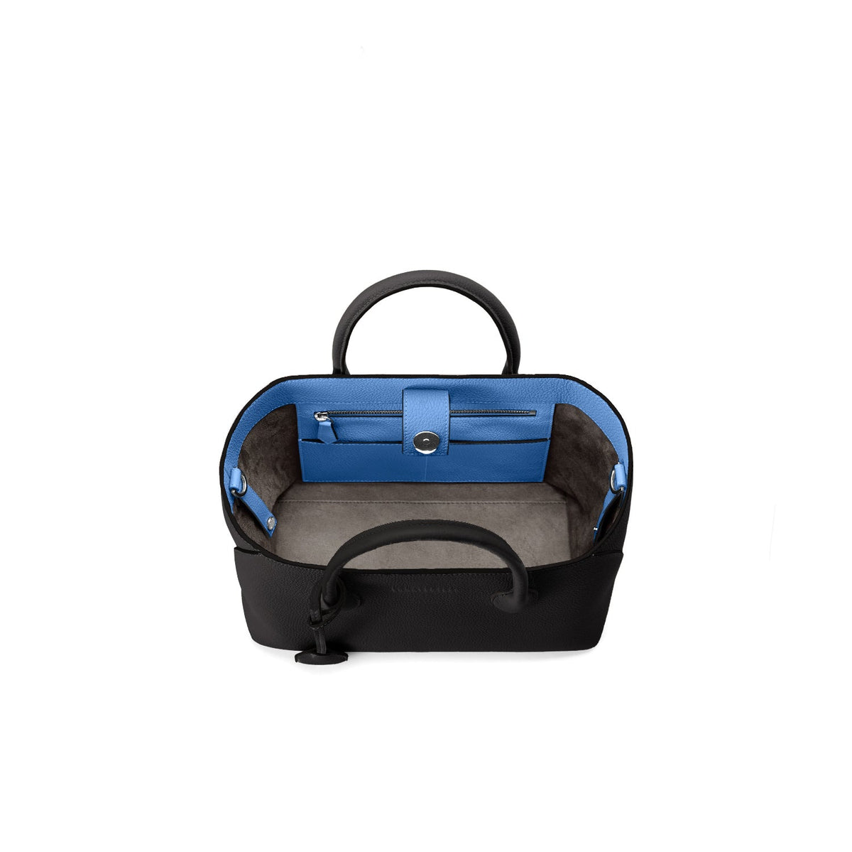 SAVOIA × BONAVENTURA Mia Tote Bag Shrink Leather (Black × Savoia Blue - 27)