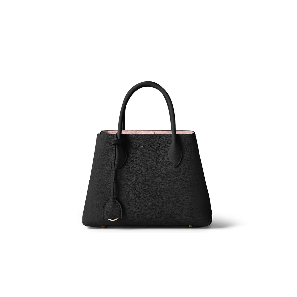 Mia Tote Bag Shrink Leather (Black × Sakura Pink - 30)