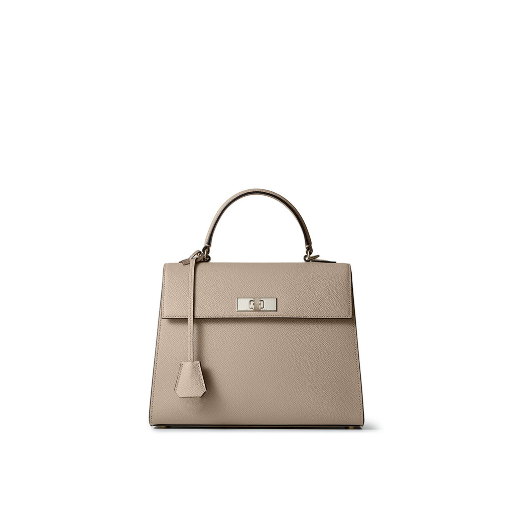 Vittoria Top Handle Bag Nobile Leather (Greige × Baby Pink - Small)