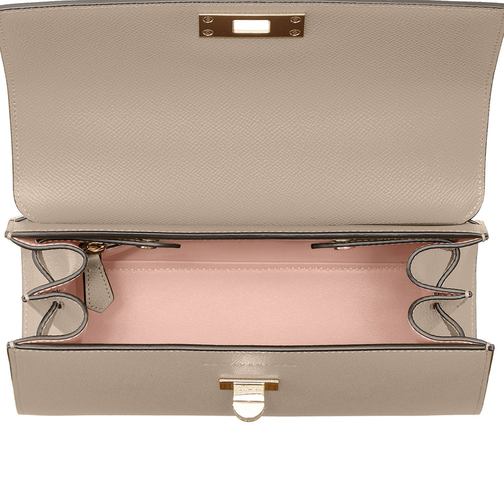 Vittoria Top Handle Bag Nobile Leather (Greige × Baby Pink - Small)